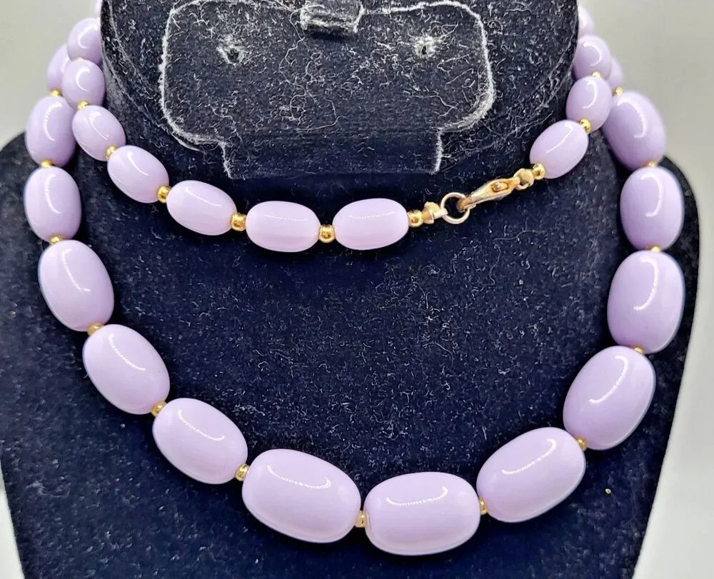 Vintage 60s Lavender Purple Chunky Beaded Necklace Lilac Estate 26in - Picture 2 of 4